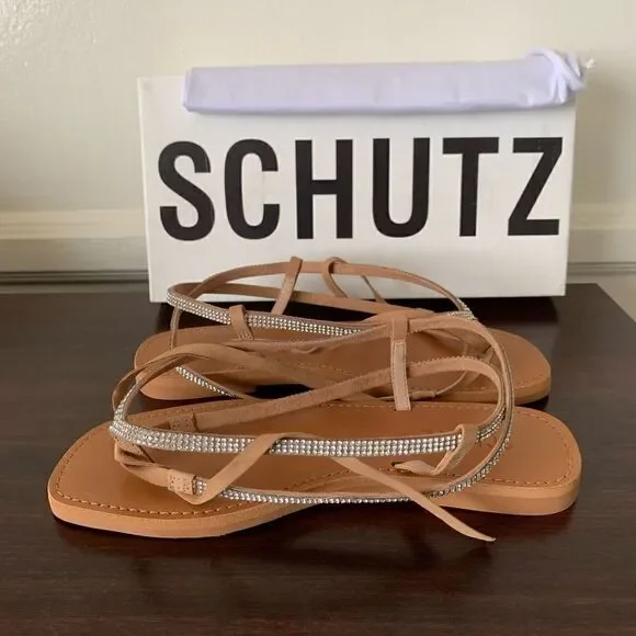 Schutz Women’s Abdullah leather thong flat wraps sandal size 6; 6,5 and 8,5 NiB - Picture 2 of 5